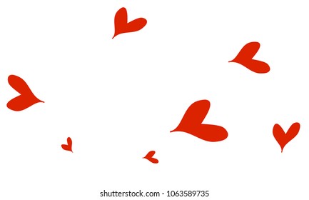 Many Stylish and Good Looking Red Hearts of Different Size on White Background