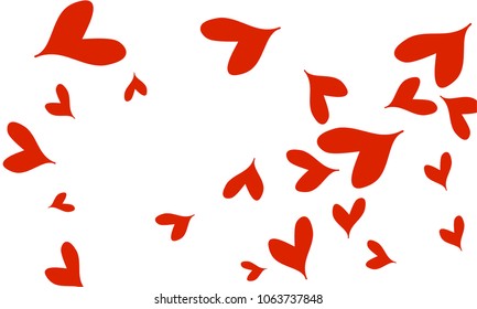 Many Stylish and Good Looking Red Hearts of Different Size on White Background