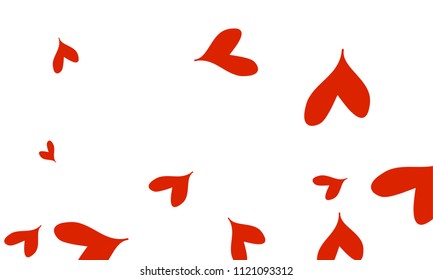 Many Stylish and Good Looking Red Hearts of Different Size on White Background