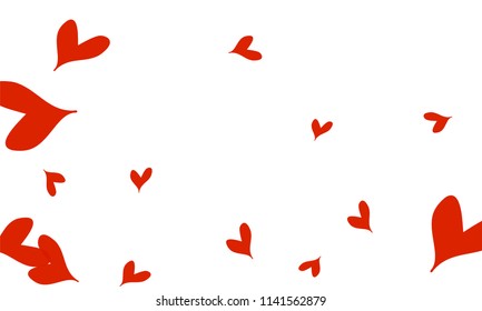 Many Stylish and Good Looking Red Hearts of Different Size on White Background