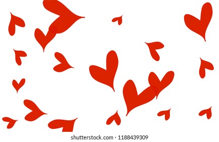 Many Stylish and Good Looking Red Hearts of Different Size on White Background