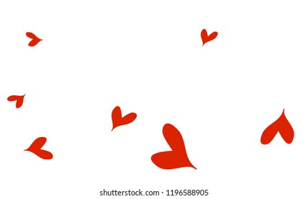 Many Stylish and Good Looking Red Hearts of Different Size on White Background