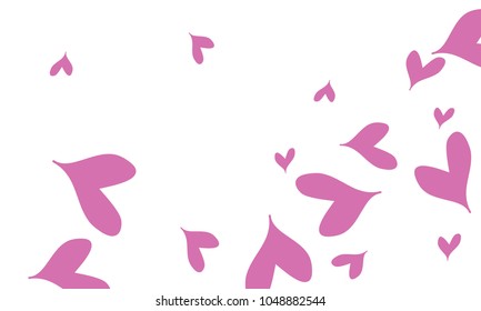 Many Stylish and Good Looking Violet and Pink Hearts of Different Size on White Background