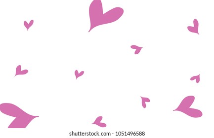 Many Stylish and Good Looking Violet and Pink Hearts of Different Size on White Background