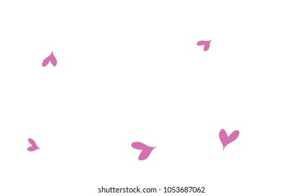 Many Stylish and Good Looking Violet and Pink Hearts of Different Size on White Background