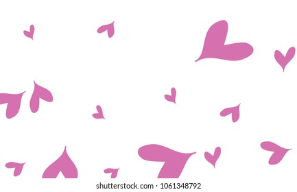 Many Stylish and Good Looking Violet and Pink Hearts of Different Size on White Background