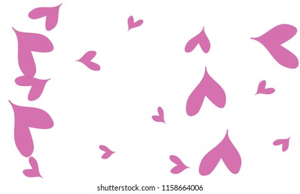 Many Stylish and Good Looking Violet and Pink Hearts of Different Size on White Background
