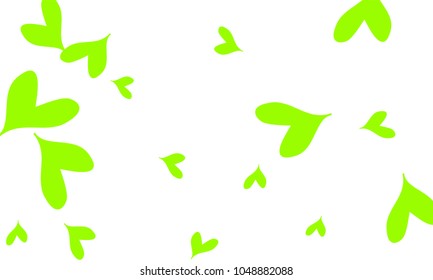 Many Stylish and Good Looking Yellow and Green Hearts of Different Size on White Background