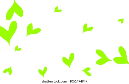 Many Stylish and Good Looking Yellow and Green Hearts of Different Size on White Background