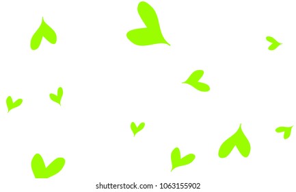 Many Stylish and Good Looking Yellow and Green Hearts of Different Size on White Background