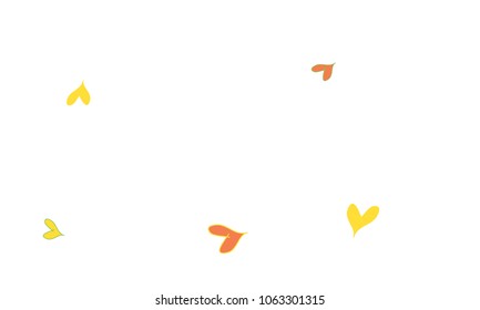 Many Stylish and Good Looking Yellow, Green and Red Hearts of Different Size on White Background