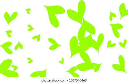 Many Stylish and Good Looking Yellow and Green Hearts of Different Size on White Background