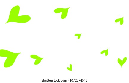 Many Stylish and Good Looking Yellow and Green Hearts of Different Size on White Background