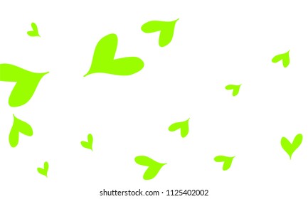 Many Stylish and Good Looking Yellow and Green Hearts of Different Size on White Background