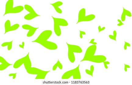 Many Stylish and Good Looking Yellow and Green Hearts of Different Size on White Background