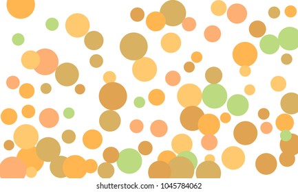Many Stylish, Modern Classy and Good Looking Green, Orange, Pink and Brown Bubbles of Different Size on White Background