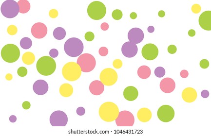 Many Stylish, Modern Classy and Good Looking Green, Violet, Pink and Yellow Bubbles of Different Size on White Background