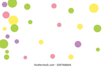 Many Stylish, Modern Classy and Good Looking Green, Violet, Pink and Yellow Bubbles of Different Size on White Background