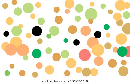Many Stylish, Modern Classy and Good Looking Green, Brown, Pink and Orange Bubbles of Different Size on White Background