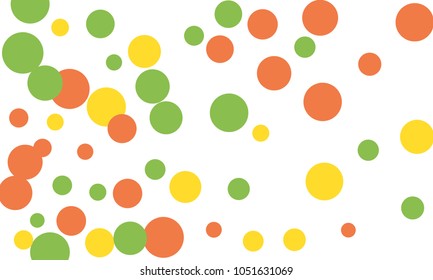 Many Stylish, Modern Classy and Good Looking Green, Yellow and Red Bubbles of Different Size on White Background