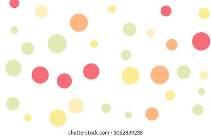 Many Stylish, Modern Classy and Good Looking Pink, Orange and Green Bubbles of Different Size on White Background