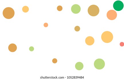 Many Stylish, Modern Classy and Good Looking Green, Brown, Pink and Orange Bubbles of Different Size on White Background