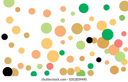 Many Stylish, Modern Classy and Good Looking Green, Brown, Pink and Orange Bubbles of Different Size on White Background