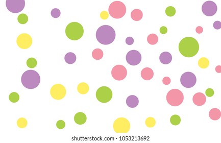 Many Stylish, Modern Classy and Good Looking Green, Violet, Pink and Yellow Bubbles of Different Size on White Background