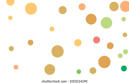 Many Stylish, Modern Classy and Good Looking Green, Brown, Pink and Orange Bubbles of Different Size on White Background