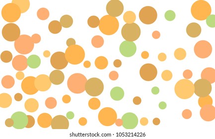 Many Stylish, Modern Classy and Good Looking Green, Orange, Pink and Brown Bubbles of Different Size on White Background