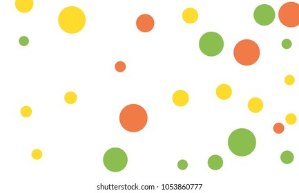 Many Stylish, Modern Classy and Good Looking Green, Yellow and Red Bubbles of Different Size on White Background