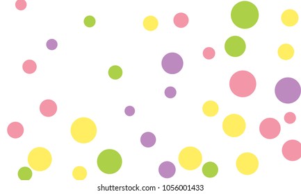 Many Stylish, Modern Classy and Good Looking Green, Violet, Pink and Yellow Bubbles of Different Size on White Background