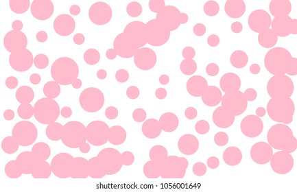 Many Stylish, Modern Classy and Good Looking Light Pink Bubbles of Different Size on White Background