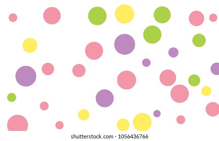 Many Stylish, Modern Classy and Good Looking Green, Violet, Pink and Yellow Bubbles of Different Size on White Background