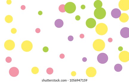 Many Stylish, Modern Classy and Good Looking Green, Violet, Pink and Yellow Bubbles of Different Size on White Background
