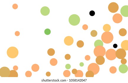 Many Stylish, Modern Classy and Good Looking Green, Brown, Pink and Orange Bubbles of Different Size on White Background