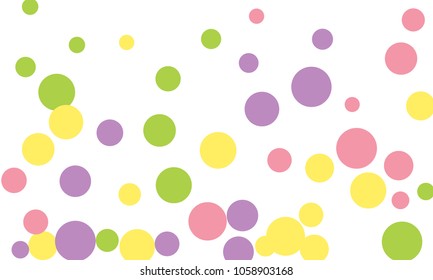Many Stylish, Modern Classy and Good Looking Green, Violet, Pink and Yellow Bubbles of Different Size on White Background
