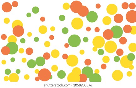 Many Stylish, Modern Classy and Good Looking Green, Yellow and Red Bubbles of Different Size on White Background