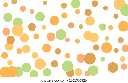 Many Stylish, Modern Classy and Good Looking Green, Orange, Pink and Brown Bubbles of Different Size on White Background