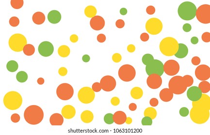 Many Stylish, Modern Classy and Good Looking Green, Yellow and Red Bubbles of Different Size on White Background