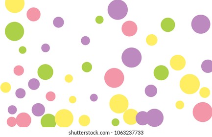 Many Stylish, Modern Classy and Good Looking Green, Violet, Pink and Yellow Bubbles of Different Size on White Background