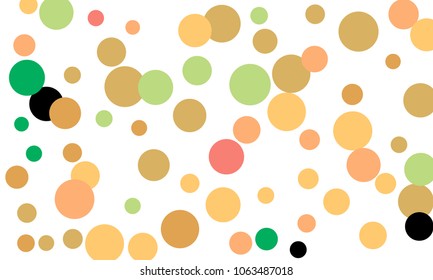 Many Stylish, Modern Classy and Good Looking Green, Brown, Pink and Orange Bubbles of Different Size on White Background