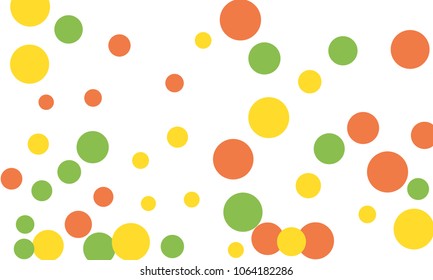 Many Stylish, Modern Classy and Good Looking Green, Yellow and Red Bubbles of Different Size on White Background