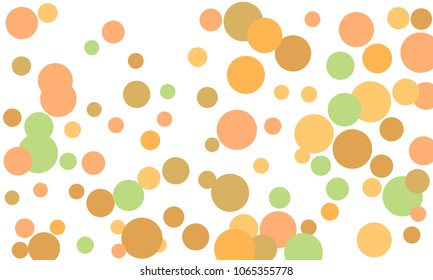 Many Stylish, Modern Classy and Good Looking Green, Orange, Pink and Brown Bubbles of Different Size on White Background