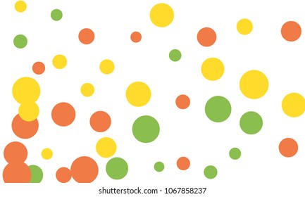 Many Stylish, Modern Classy and Good Looking Green, Yellow and Red Bubbles of Different Size on White Background