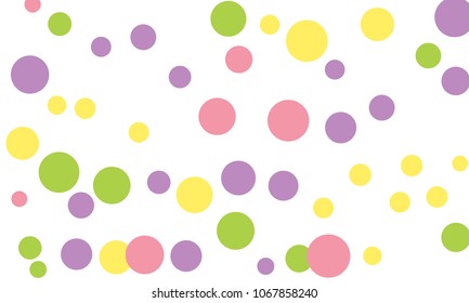 Many Stylish, Modern Classy and Good Looking Green, Violet, Pink and Yellow Bubbles of Different Size on White Background