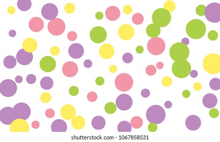 Many Stylish, Modern Classy and Good Looking Green, Violet, Pink and Yellow Bubbles of Different Size on White Background