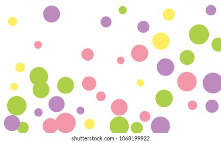 Many Stylish, Modern Classy and Good Looking Green, Violet, Pink and Yellow Bubbles of Different Size on White Background