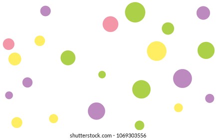 Many Stylish, Modern Classy and Good Looking Green, Violet, Pink and Yellow Bubbles of Different Size on White Background