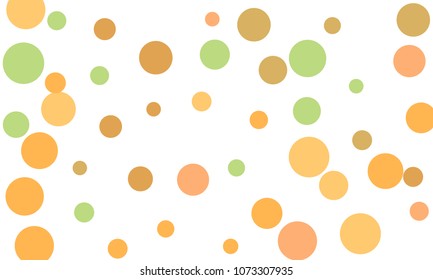 Many Stylish, Modern Classy and Good Looking Green, Orange, Pink and Brown Bubbles of Different Size on White Background